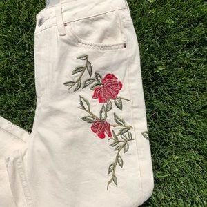 Topshop Rose Embroidered Jeans